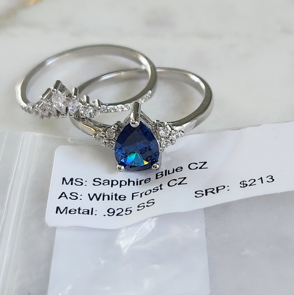 NWT Ryze Sapphire Blue & White Cubic Zirconia .925 Sterling Silver Ring - Size 9 - Picture 7 of 13